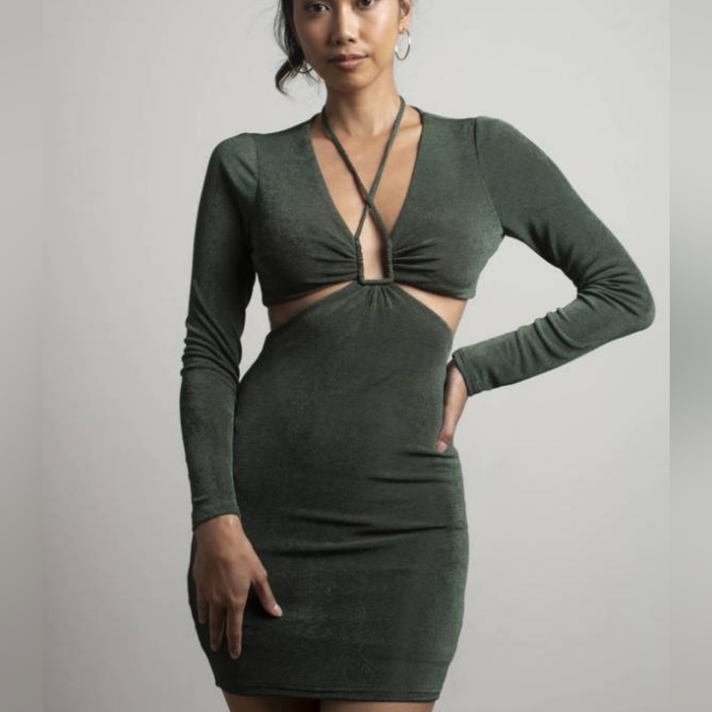 Green cut out dress